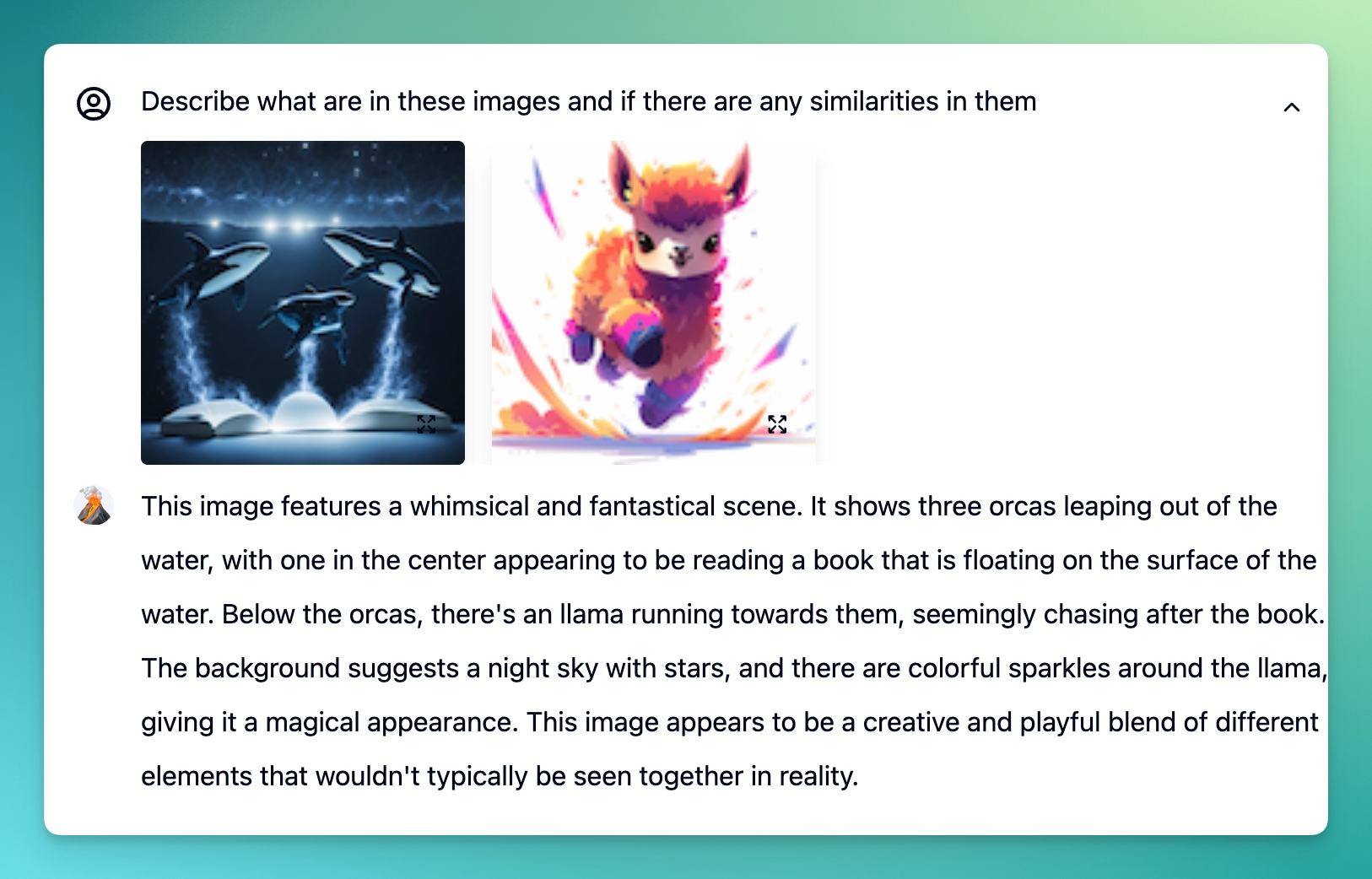 LLaVA is capable of explaining multiple images