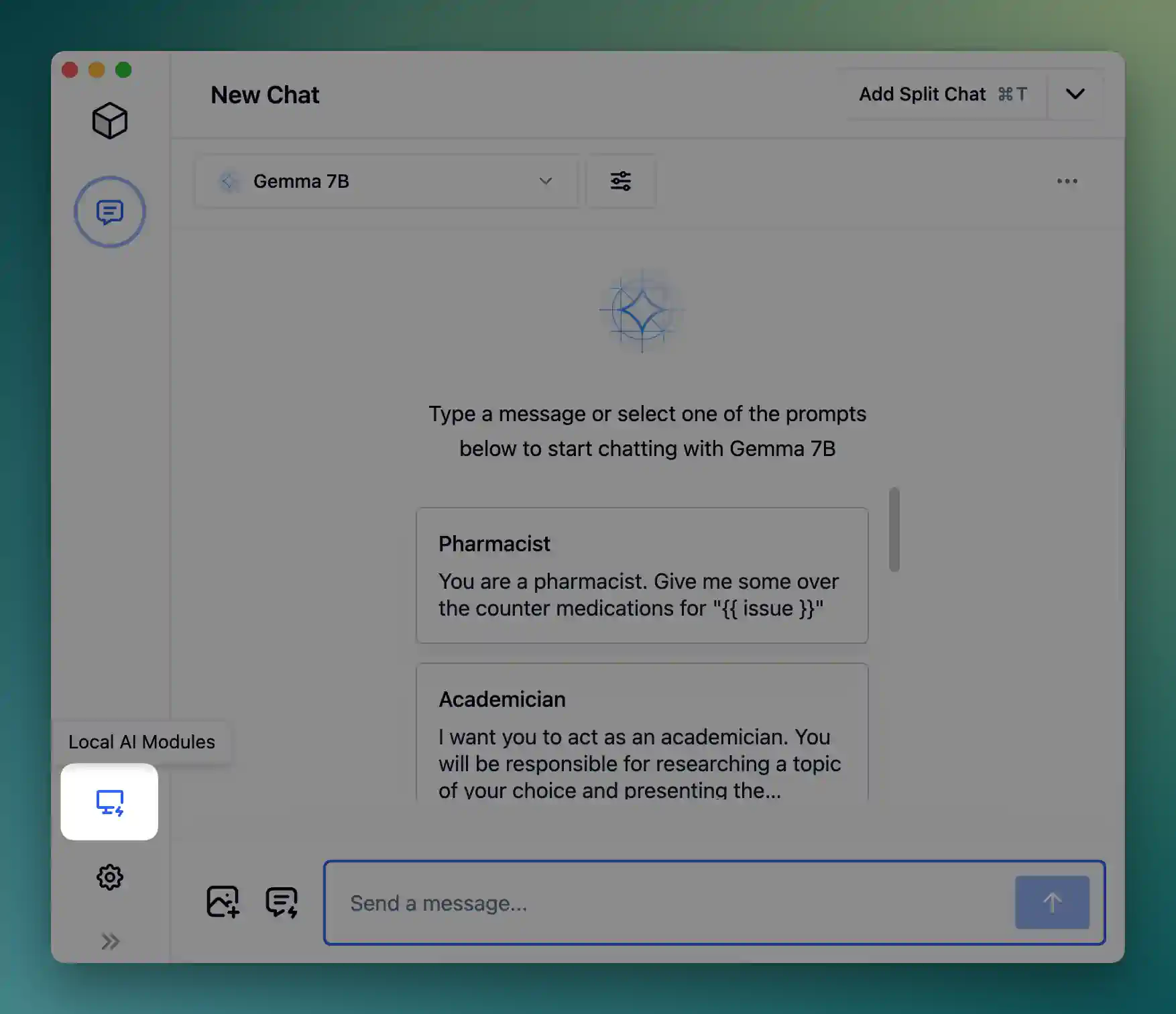 Location of Local AI Modules in sidebar navigation