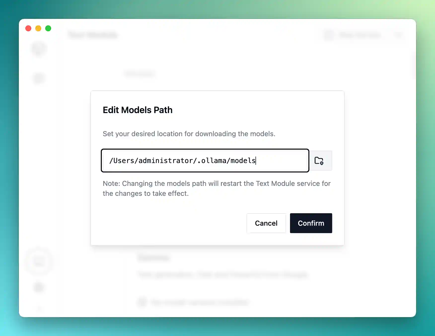 Edit Models Path dialog