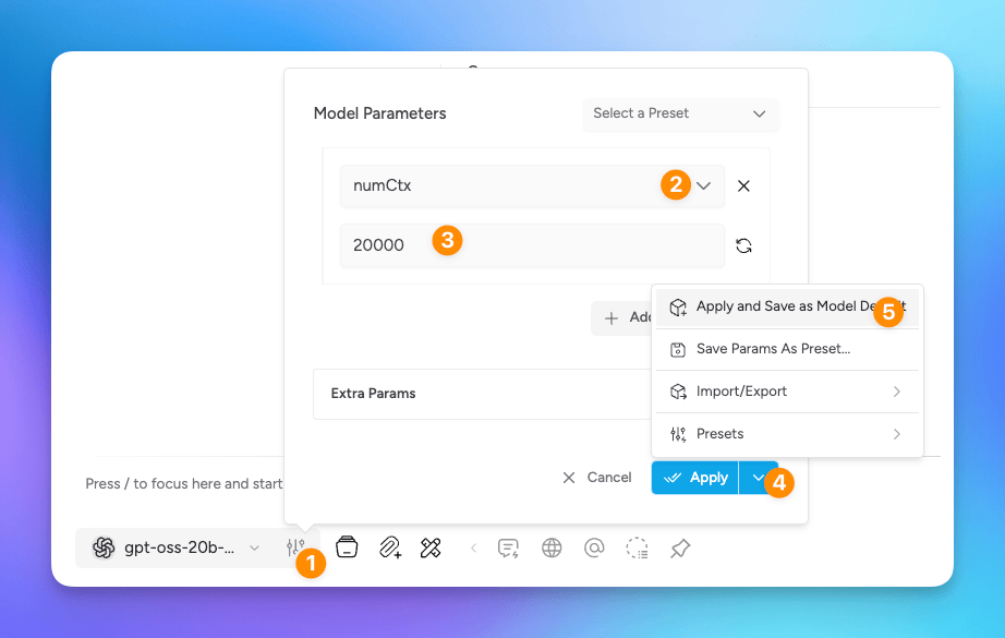 increase local model context limit